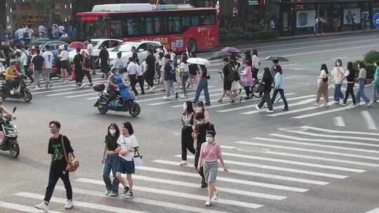 杭州繁忙的车流人流视频素材