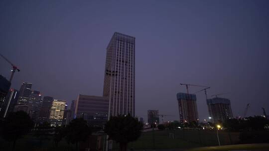 夜晚灯光深圳前海高楼建筑