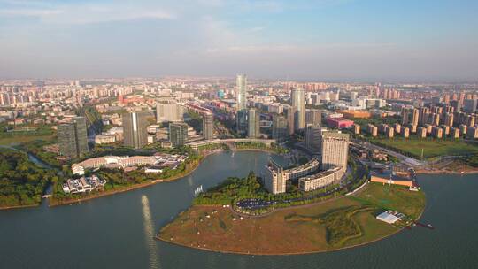 航拍苏州城市建筑景观