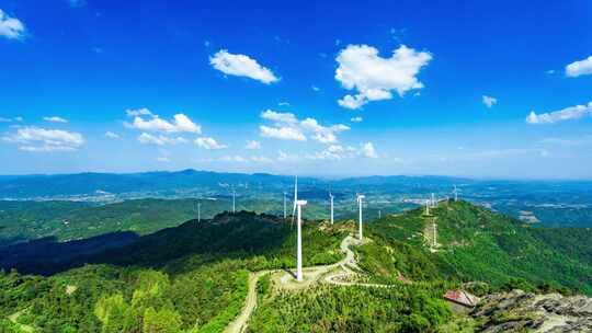 蓝天白云山川风电延时