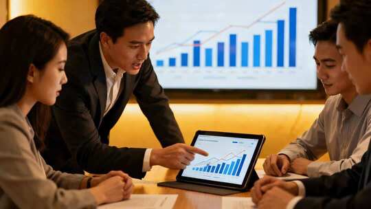 年终总结商务团队数据分析汇报会议场景