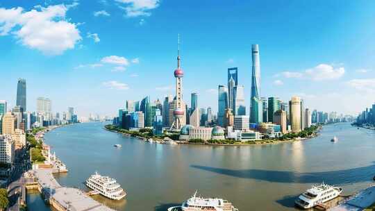 上海陆家嘴黄浦江畔城市风光