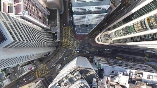 俯拍香港街道交通