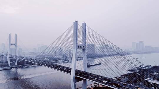 清晨南浦大桥航拍风光视频素材模板下载
