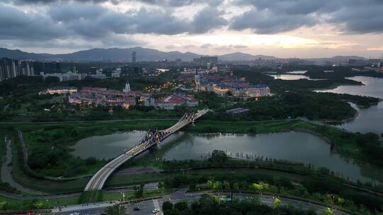 广东省东莞市松山湖华为欧洲小镇风景航拍