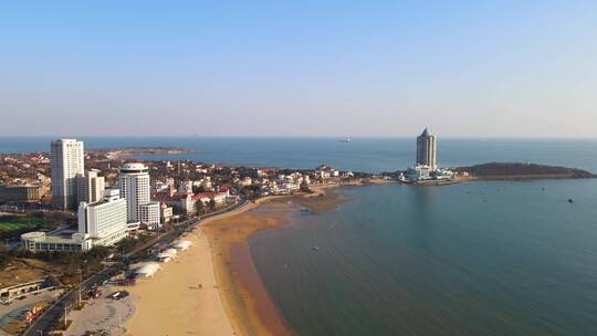 4k 航拍青岛前海一线城市景观