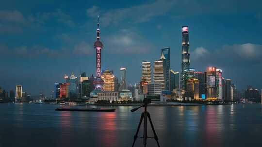 国庆节上海外滩夜景繁华都市延时视频