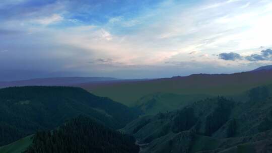 航拍中国新疆夏季山脉草原景观