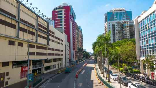 澳门车流道路日景固定延时