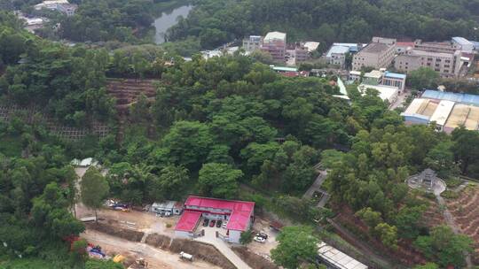 航拍深圳龙华区观澜城市科学绿化