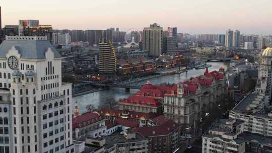 天津城市建筑与海河风光