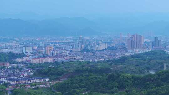 航拍浙江省台州市天台县城市风光城市夜景