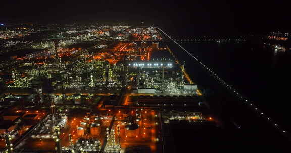 化工区厂房 夜景 航拍 3