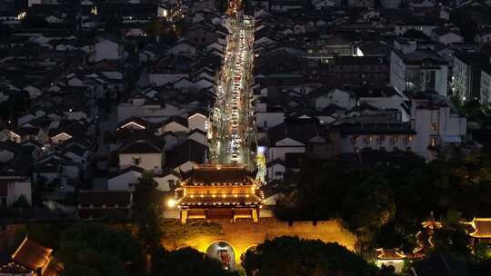 苏州环古城河阊门景区夜景（航拍运镜）