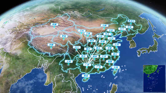地球中国地图广西辐射全国地图辐射