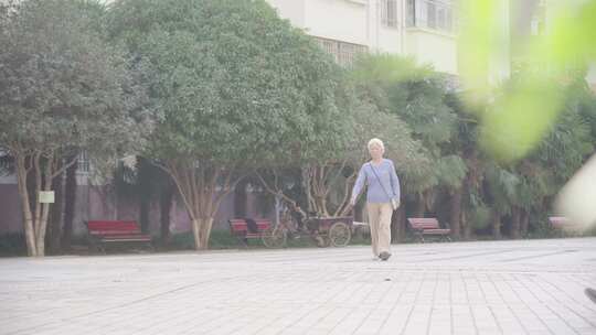 老人散步逛街视频素材模板下载