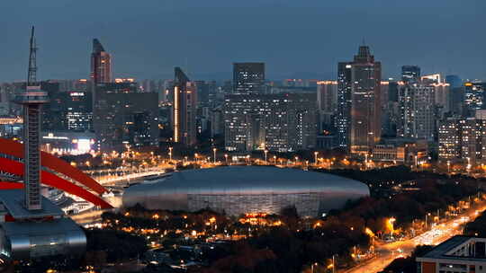 电影级黑金城市航拍南京河西夜景