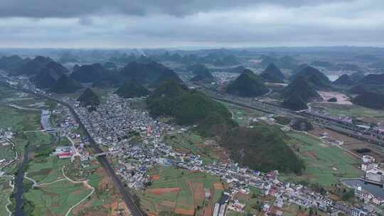 贵州安顺市平坝区鲍家屯古村落航拍风光