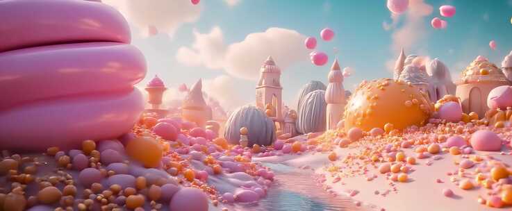 梦幻糖果3D场景儿童卡通背景