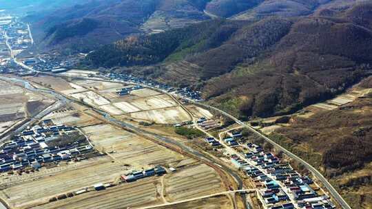 航拍承德农村冬天景像