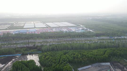 上海临港新城基建工地吊车建造建筑4K航拍视频素材模板下载