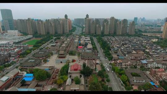 中国天津现代建筑和城市景观空中拍摄