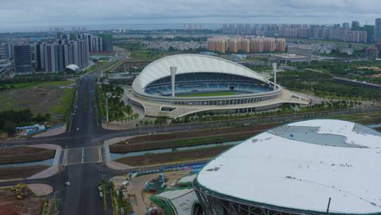 建设中的海口五源河体育场城市建设航拍05