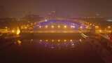 航拍天津海河国泰桥夜景高清在线视频素材下载