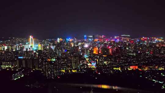 甘肃兰州城市夜景HDR航拍