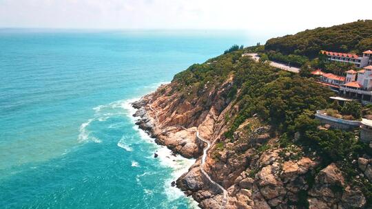 唯美航拍夏日海滩风光假日旅行空镜片头素材