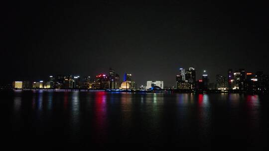 杭州钱江新城城市阳台夜景航拍