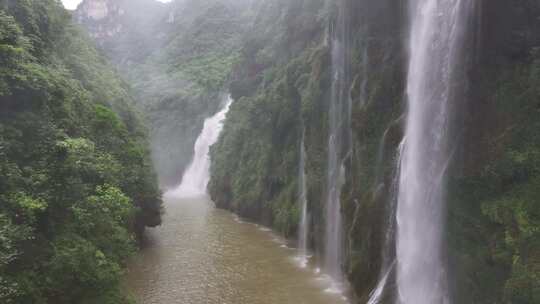 马岭河峡谷瀑布群航拍