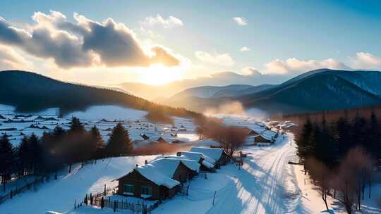 「有版权」航拍中国雪乡4K