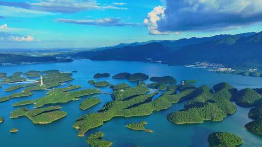 航拍江西九江庐山西海柘林湖风光