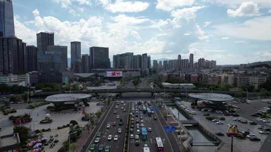 福建福州城市大景蓝天白云航拍