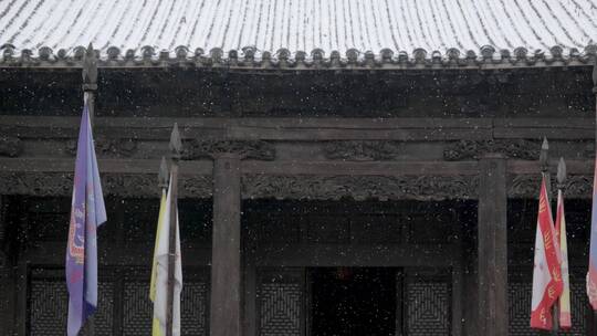 冬天下雪江南园林建筑