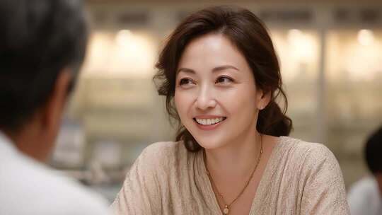 职场女性自信微笑交流洽谈