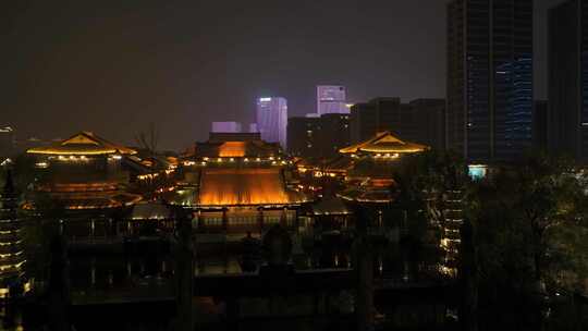 杭州拱墅区香积寺历史街区夜景