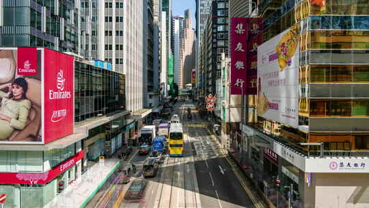 【4K超清】香港街道人车流量延时