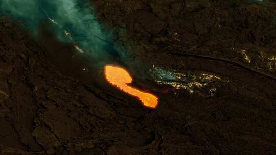 航拍火山岩浆沸腾