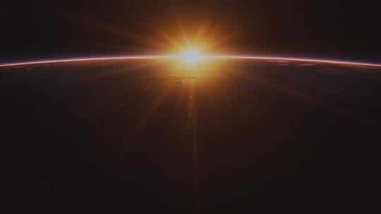 太阳升起震撼蓝色地球三维动画漫游大气