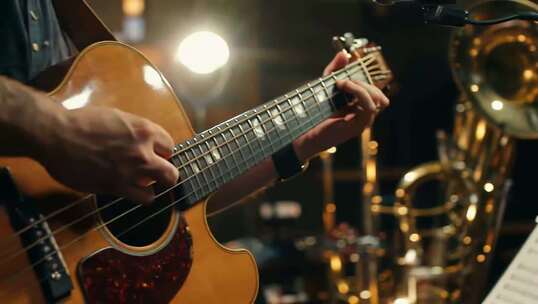 演奏者弹奏吉他素材