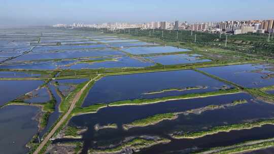 山西运城七彩盐湖航拍，自然风景旅行