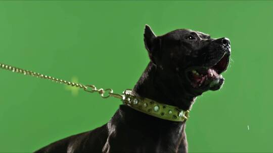 卡斯罗狗在绿屏背景上狂吠视频素材模板下载