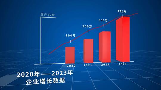 蓝色三维企业数据柱状图（年终总结）