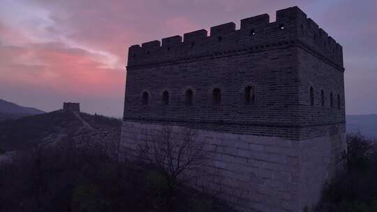 北京河防口长城春季风光航拍