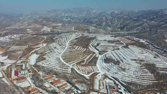 4K航拍北方雪景农村