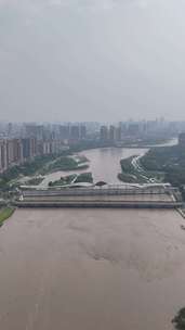 四川德阳大景绵远河风光竖版航拍