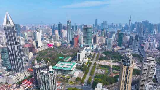 上海人民广场航拍延时黄浦区城市风景风光素视频素材模板下载
