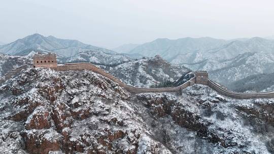 中国长城万里长城中国文化初雪冬季视频素材模板下载